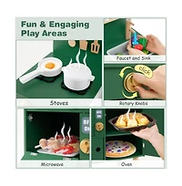 Hongge Kids Wooden Play Kitchen Set with Accessories and Storage for Pretend Cooking
