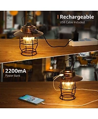 Lepro Vintage Led Rechargeable Metal Camping Lantern, Dimmable 3 Lighting Modes, Up to 450LM
