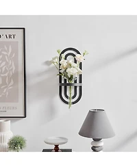 Danya B Jacob Modern Black Metal Double Oval Frame Clear Glass Wall Mounted Vase