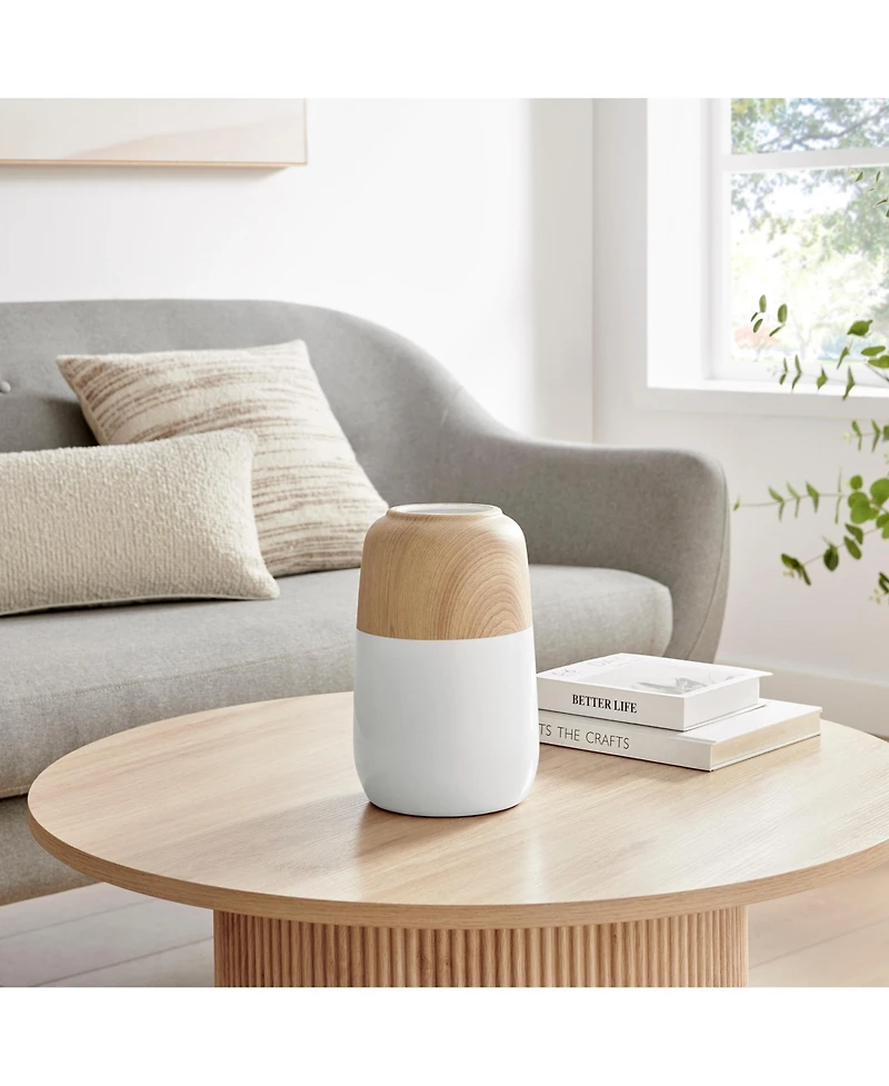 Danya B Nora Burk Two Tone Cylindrical Tabletop Vase - White and Beech