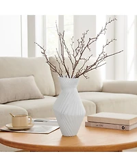 Danya B Eos White Ribbed Angular Glass Tabletop Vase