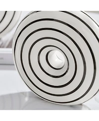 Danya B Etta Two Piece Ceramic Black and White Striped Donut Vase Set