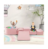 Hongge Kid's Soft Climbing Blocks Set with Slide Step Shapes and Ball Pit for Indoor Play