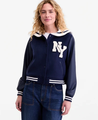 On 34th Women's Sailor-Collar Varsity Jacket, Macy's Exclusive