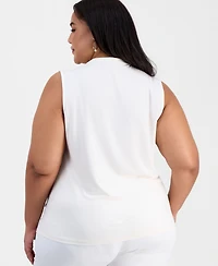 Anne Klein Plus Pleated-Shoulder Sleeveless Top