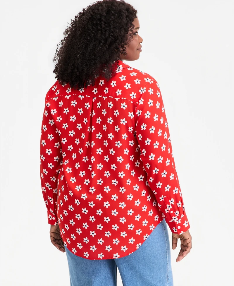 On 34th Trendy Plus Printed Collared Button-Front Shirt, Macy's Exclusive