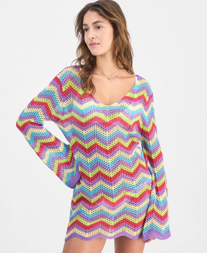 Miken Juniors' Chevron Dress Swim Cover-Up, Exclusively at Macy's
