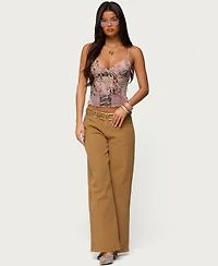 Edikted Womens Mixed Animal Print Mesh Tank Top