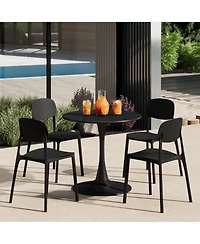 WestinTrends 5-Piece Indoor Outdoor Metal Round Patio Dining Table Set With Stackable Resin Side Chairs