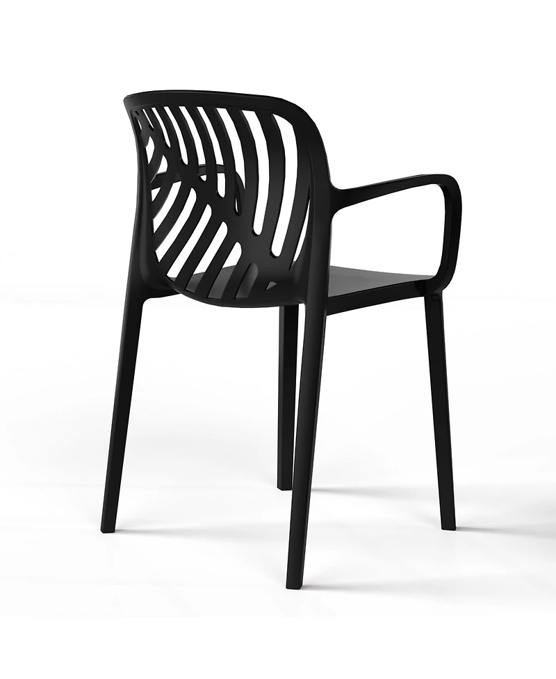 5-Piece Outdoor Indoor Metal Patio Dining Table Set With Stackable Arm Chairs