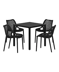 5-Piece Outdoor Patio Metal Frame Dining Table Set with Stackable Chairs