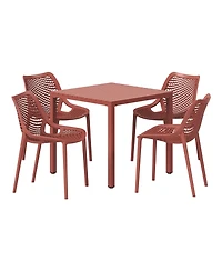 5-Piece Outdoor Patio Metal Frame Dining Table Set with Stackable Chairs