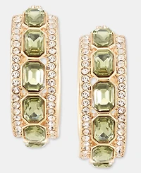 Anne Klein Small Pave & Emerald-Cut Stone Hoop Earrings, 0.6"