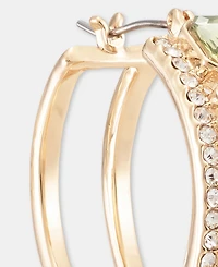 Anne Klein Small Pave & Emerald-Cut Stone Hoop Earrings, 0.6"