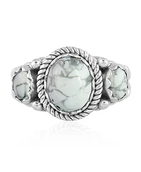 American West Jewelry Sterling Silver White Howlite 3-Stone Ring