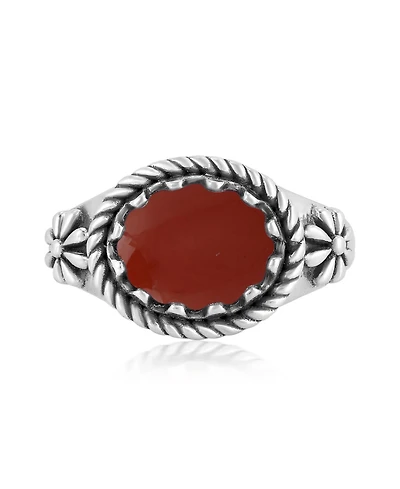 American West Jewelry Sterling Silver Red Jasper East West Ring