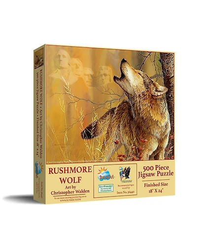 SunsOut Rushmore Wolf 500 piece Jigsaw Puzzle for Adults