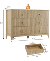 gaomon Dresser 48"W, 6-Drawer Modern Wood Chest with Metal Handles, Bedroom Storage Cabinet Tv Stand for Living Room