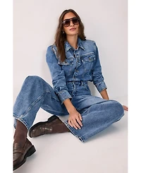 Nasty Gal Women's Denim Shoulder Pad Boilersuit