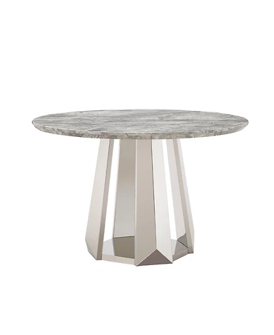 Streamdale Furniture 47" Round Faux Marble Stainless Steel Base Dining Table
