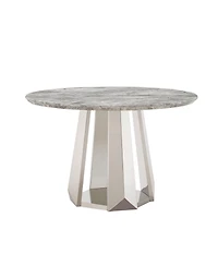 Streamdale Furniture 47" Round Faux Marble Stainless Steel Base Dining Table