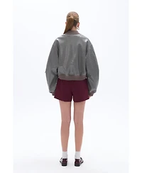 Nocturne Women's Faux Leather Bomber Jacket