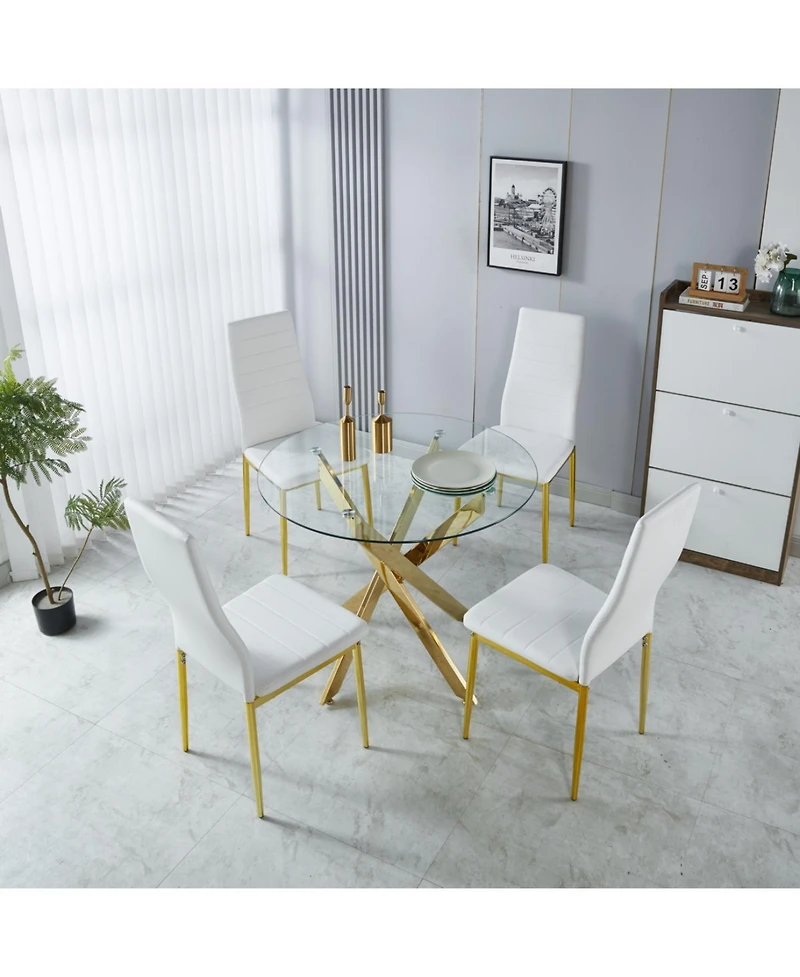 Streamdale Furniture Mid-Century Glass Top Dining Set