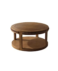 Streamdale Furniture 31.5" Round Wood Coffee Table - Two-Tier, Sturdy Legs