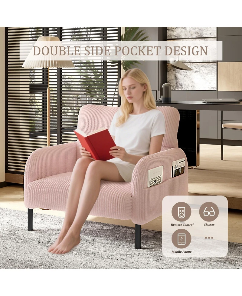 Streamdale Furniture Corduroy Wide Seat Chair