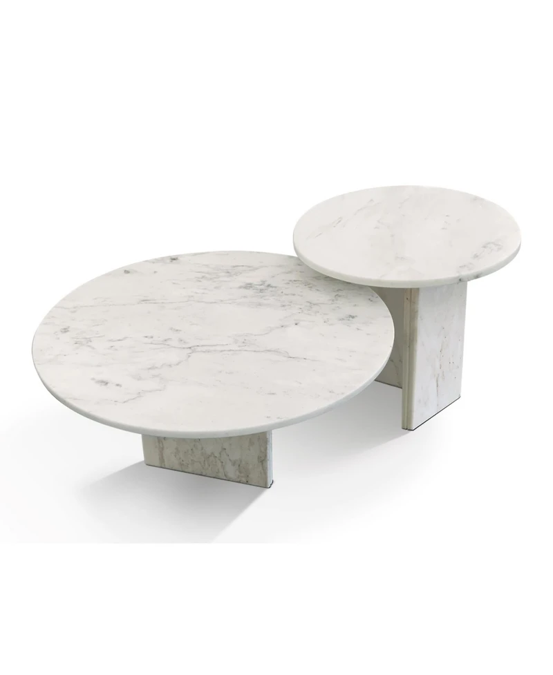 Streamdale White Marble Coffee Table Set - Living Room Tables