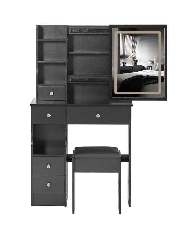 Streamdale Furniture Led Mirror Vanity Table with Stool