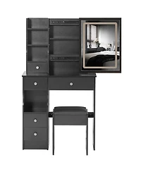 Streamdale Furniture Led Mirror Vanity Table with Stool