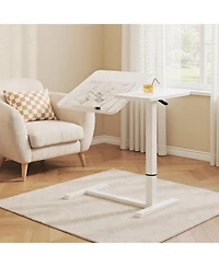 Streamdale Rolling Overbed Laptop Desk - Adjustable, Tilting - White
