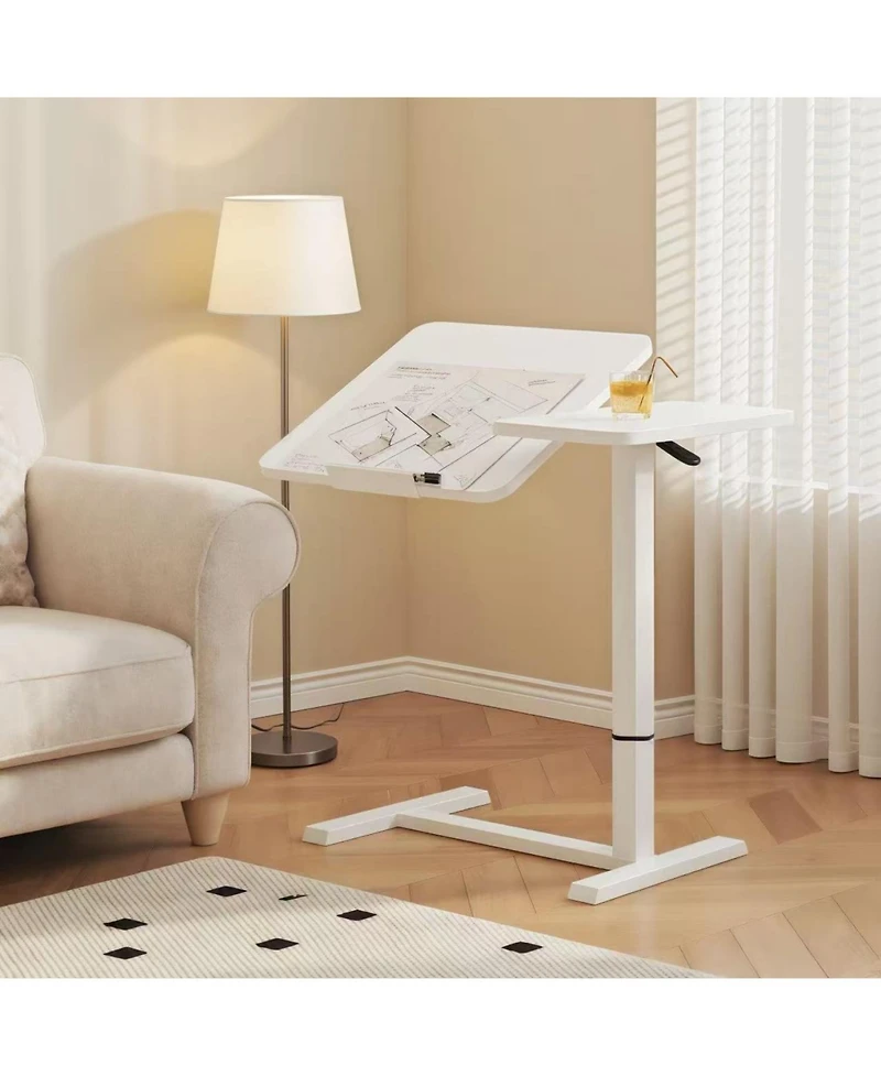 Streamdale Rolling Overbed Laptop Desk - Adjustable, Tilting - White