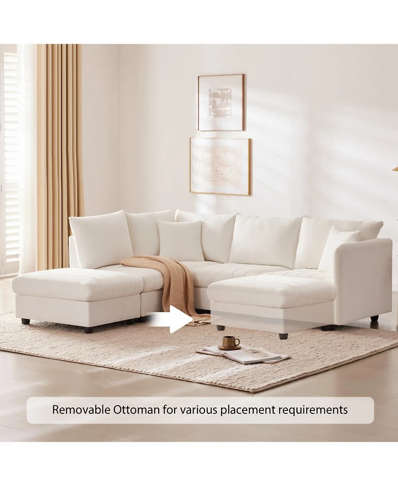 Streamdale Modern Modular Sectional Sofa w/ Ottoman & Pillows