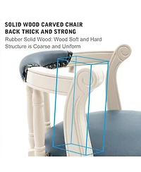 Streamdale Furniture Bar Stools Seat Height 26" Leather Wooden Bar Stools(White-blue 1pc)