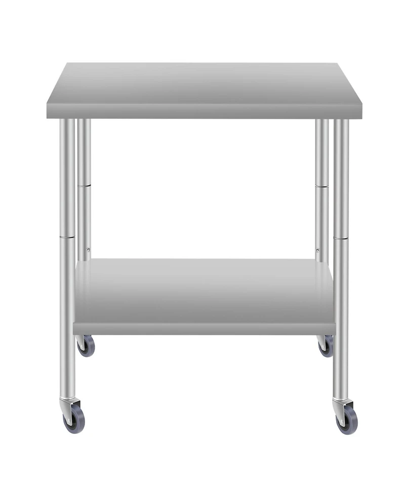 Streamdale Furniture 30"x24" Stainless Steel Kitchen Prep Table w/ Shelf & Wheels