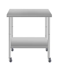 Streamdale Furniture 30"x24" Stainless Steel Kitchen Prep Table w/ Shelf & Wheels