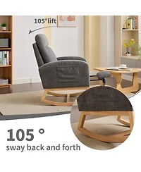 Streamdale Furniture Teddy Rocking Chair with Wood Legs & Side Pocket