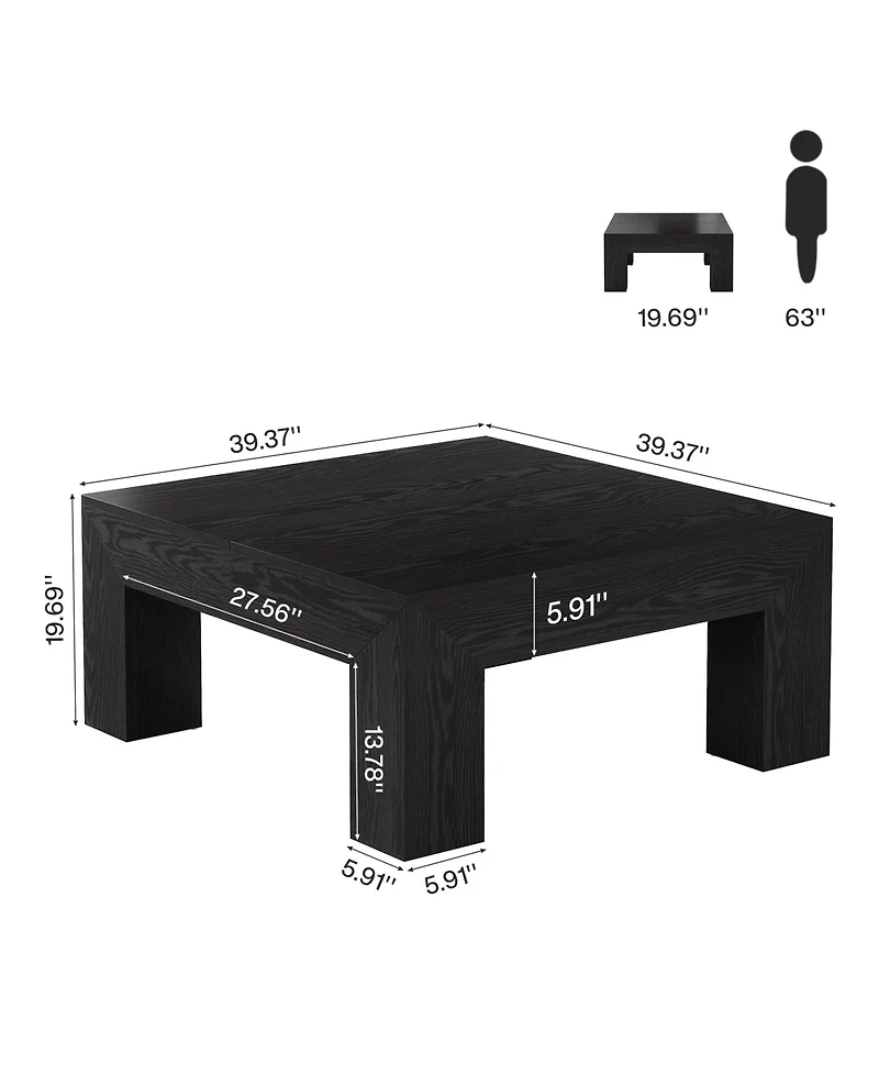 Tribesigns 39.4-Inch Square Coffee Table for Living Room, Farmhouse All Mdf Accent Center Cocktail