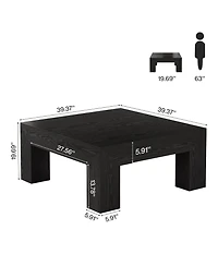 Tribesigns 39.4-Inch Square Coffee Table for Living Room, Farmhouse All Mdf Accent Center Cocktail