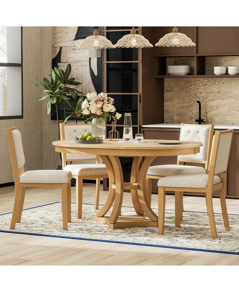 Streamdale Retro 5-Piece Extendable Dining Set (Natural)