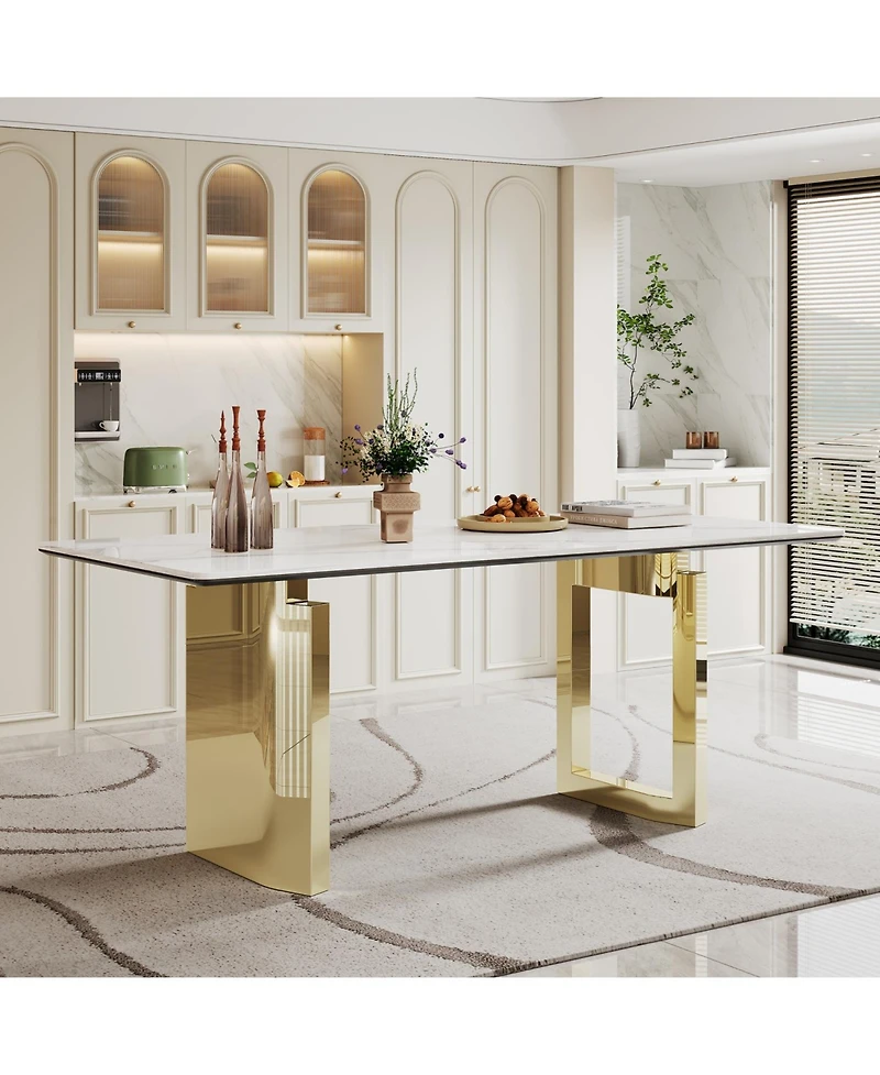 Streamdale Furniture Sintered Stone & Glass Top Dining Table