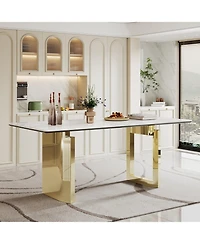 Streamdale Furniture Sintered Stone & Glass Top Dining Table