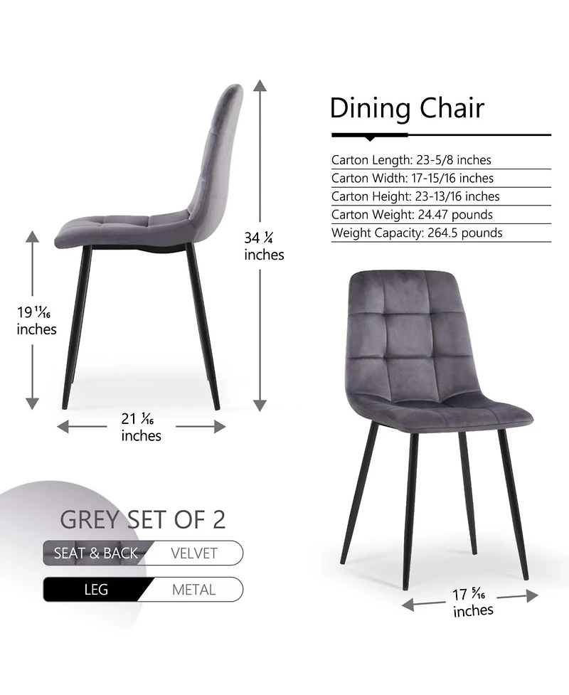 Streamdale Furniture Velvet Dining Chairs (Set of 2)