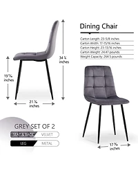 Streamdale Furniture Velvet Dining Chairs (Set of 2)