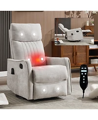 Streamdale Furniture Streamdale Light Grey Heat Massage Rocker Swivel Recliner