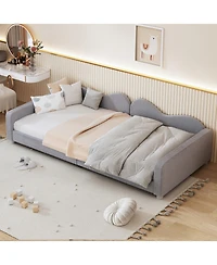 Streamdale Twin Upholstered Daybed, Sherpa Fabric Sofabed with Cloud-Shaped Backrest, No Box-spring Needed, Pink