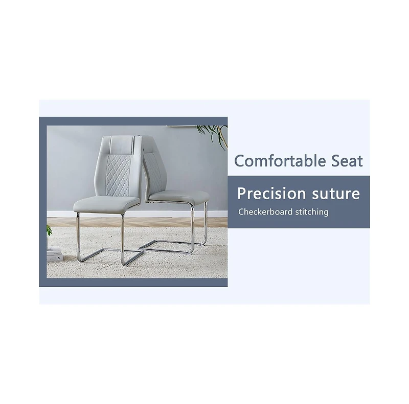 Streamdale Furniture Marble-Patterned Dining Table & Gray Pu Chairs (63"x31.5"x30)