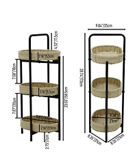 Streamdale Furniture 3 Tier Tray Table Paper Rope Woven Side Table (Natural)